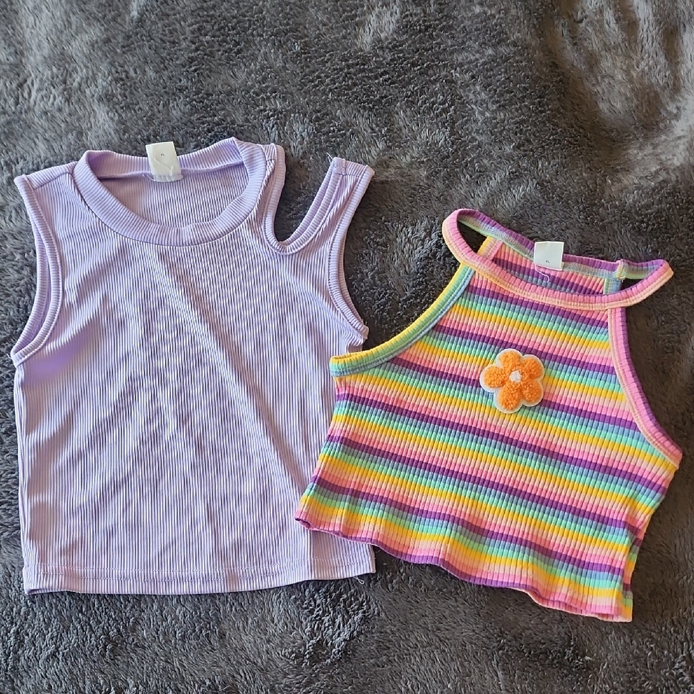 SHEIN Girl's Rainbow and Lilac Tank Top Bundle Size 6Y